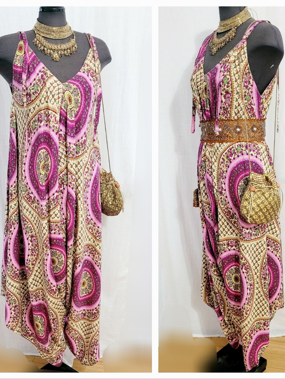 Boho Paisley V-Neck Jumpsuit  / Coverup - Picture 4 of 12